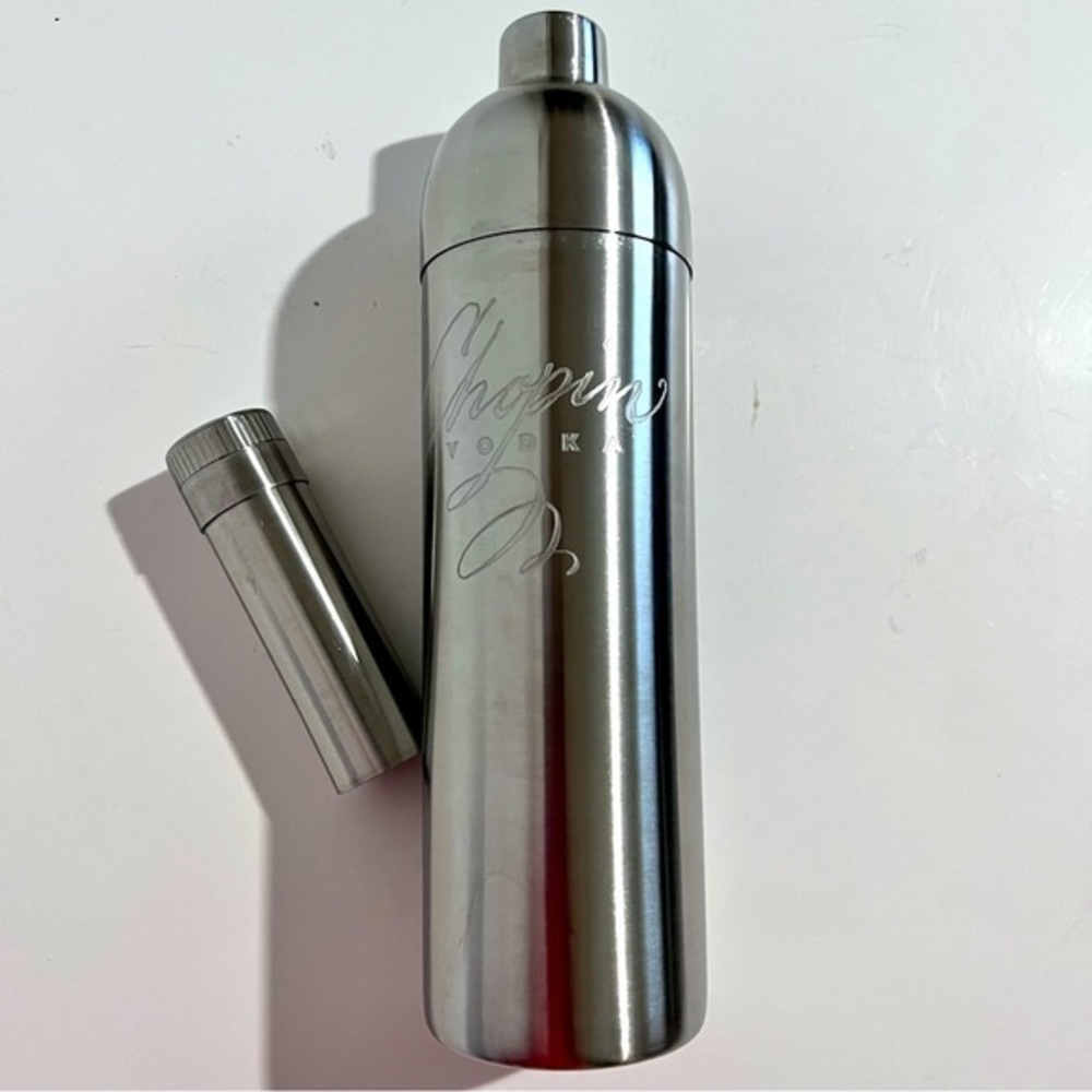 Vintage Chopin Vodka Stainless Steel Martini Cocktail Shaker with Recipes New